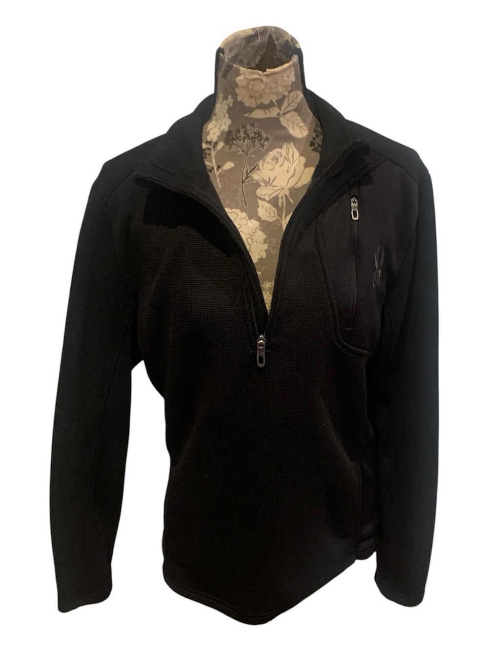 SPYDER Black Half-Zip Stryke Fleece Pullover Jacket Mens Medium - Picture 3 of 11